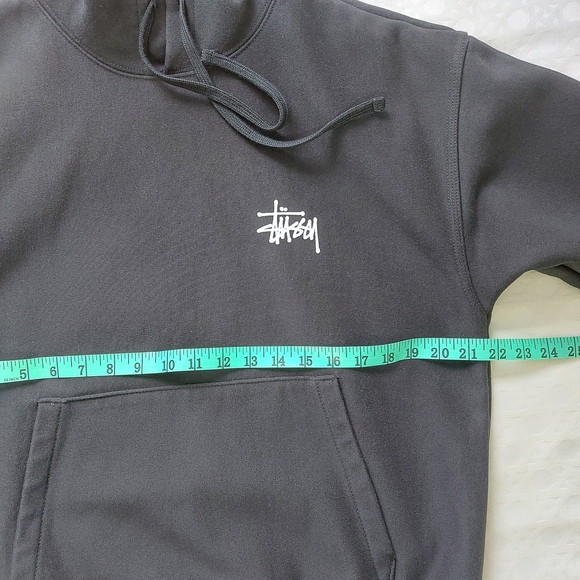 Stussy Men Hoodie Sweatshirt Small Black Drawcord Ribbed Cuffs Hem Cozy Casual - Picture 5 of 10